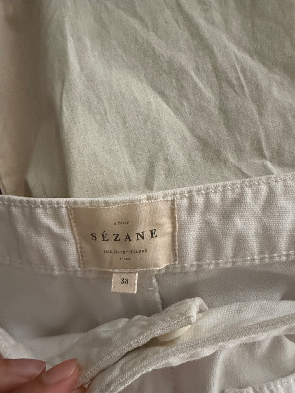 Sezane Cream Wide-Leg Cropped Jeans - Picture 2 of 2